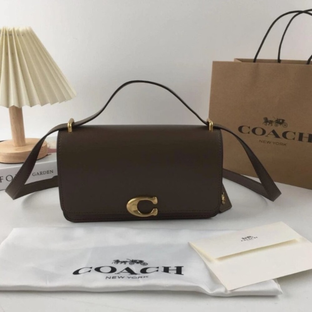 Coach Dark Brown Leather Shoulder Bag - Picture 1 of 6
